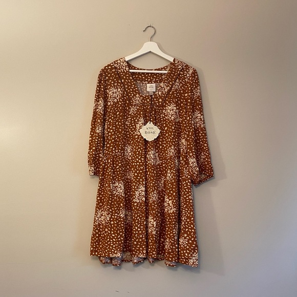 Knox Rose Burnt Orange Mini Dress, Size L, NWT - Picture 1 of 5